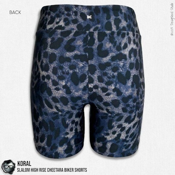 KORAL ACTIVEWEAR SLALOM HIGH RISE CHEETARA BIKER SHORTS IN BLUE CHEETARA SIZE M - Picture 3 of 16